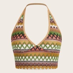 Tribal Knit Halter Crop Top